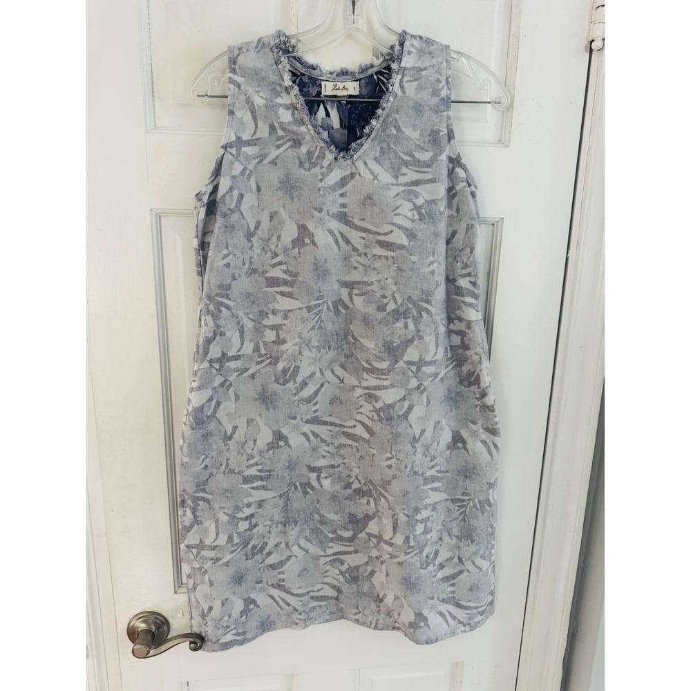 Koala Bay Womens S Blue‎ Tropical Sleeveless Tunic Shift Dress Beach Cover Up